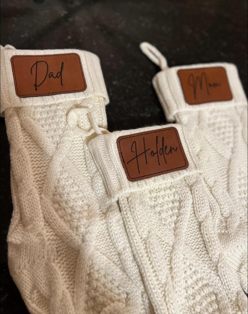 Personalized Stockings With Leather Patches – Sugar Locks