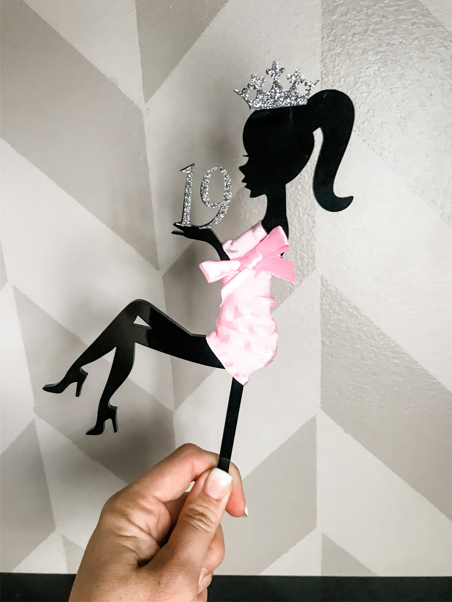 Sitting Girl with crown Acrylic Personalized Cake Topper – Sugar Locks