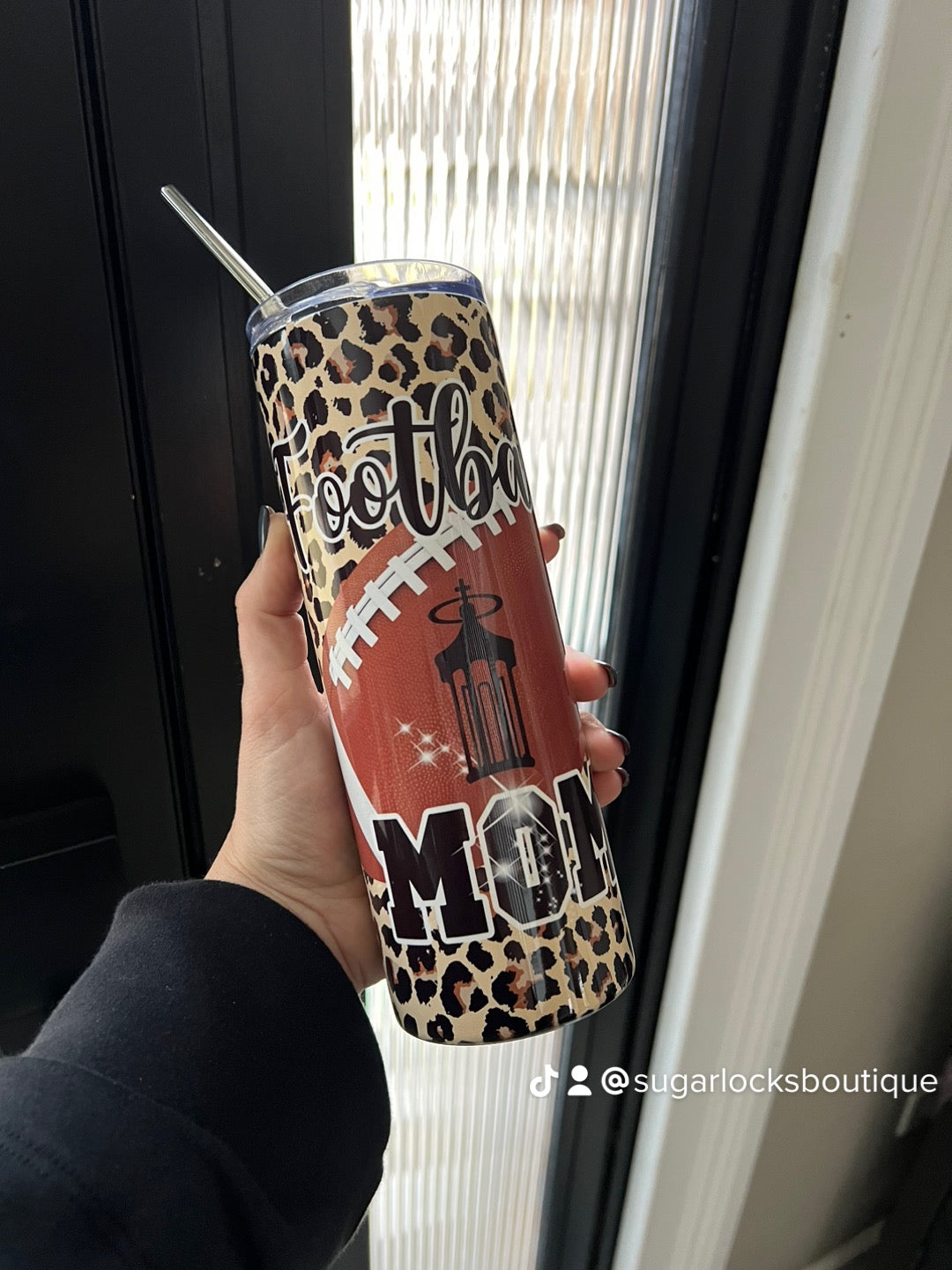 Football Mom with School Logo Custom 20oz skinny tumbler