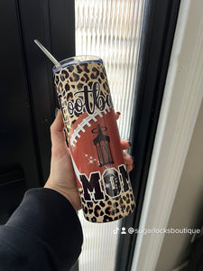 Football Mom with School Logo Custom 20oz skinny tumbler