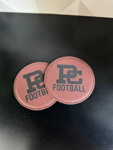 Football Leatherette PC Logo Coasters Set of 2