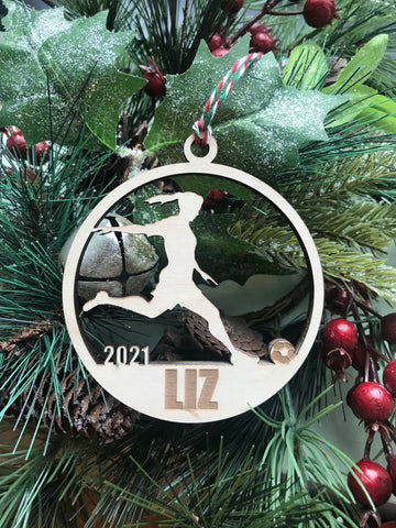 Soccer Girl custom personalize wood laser cut ornament