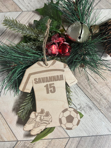 Soccer Boy or Girl Jersey Wood Personalized Ornament