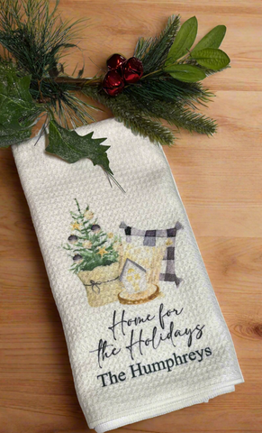 Personalized Christmas Waffle Weave Dish Towel