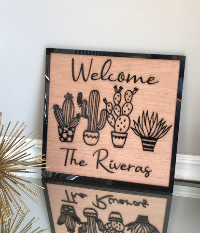 Cacti Cactus Southwest Home Decor Personalized Wood Sign