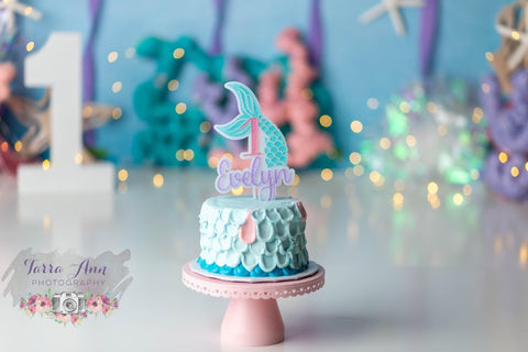 Mermaid over the top personalized Birthday Cake topper