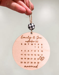 Calendar Ornament Marking the Big Day Custom Wedding Engagement