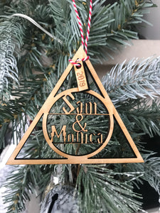 Deathly Hallows Personalized Wood Christmas Ornament