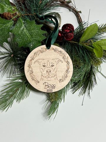 Hand drawn dog ornaments choose your breed and personalize the bottom