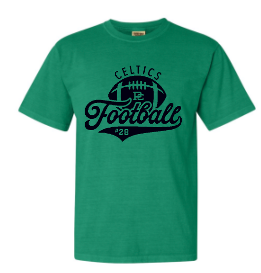 PCHS Football Number Comfort Colors T shirt Available in 2 different c ...