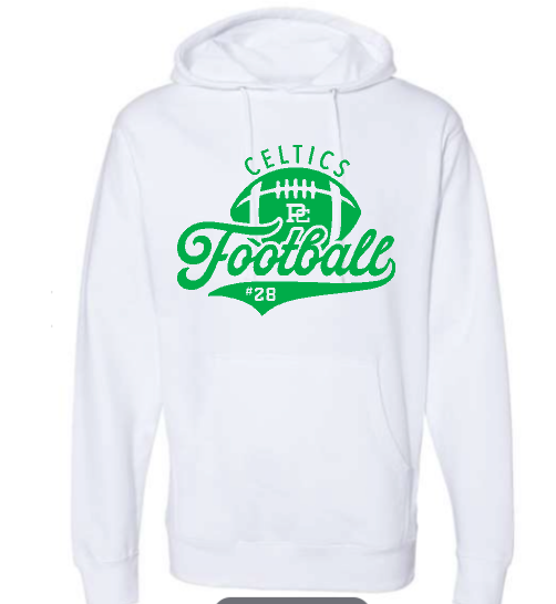 PCHS Football Number Independent Hooded Sweatshirt Available in 3 different colors