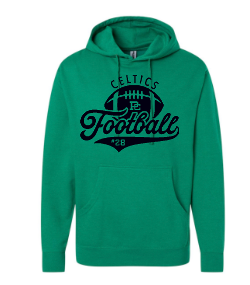 PCHS Football Number Independent Hooded Sweatshirt Available in 3 different colors