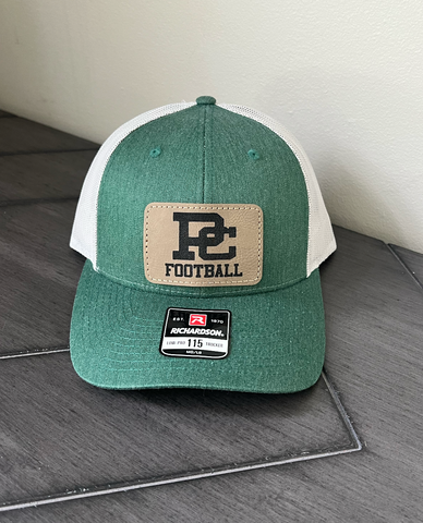 PC Football leather patch baseball hat green/light tan