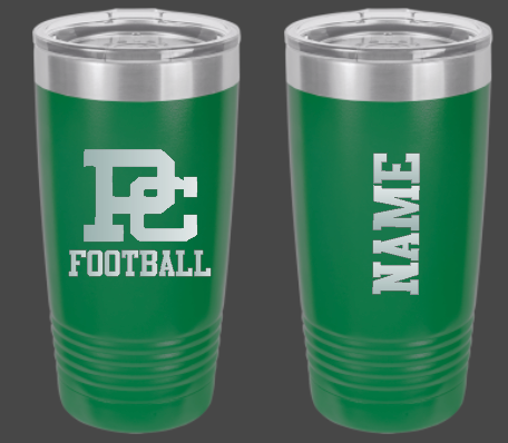 PC Football 32oz personalized water bottle or 20oz Travel Mug