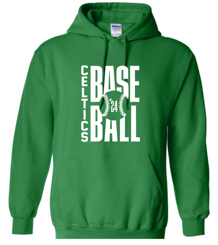 PCHS Celtics Baseball Number Gildan Hooded Sweatshirt Available in 4 different colors