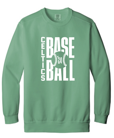 PCHS Celtics Baseball Number Comfort Colors Crew Neck Sweatshirt Available in 2 different colors