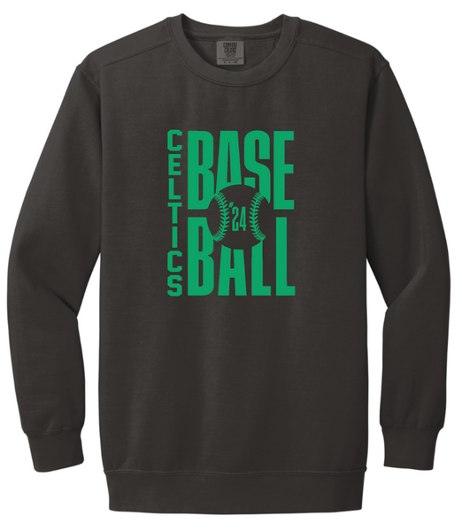 PCHS Celtics Baseball Number Comfort Colors Crew Neck Sweatshirt Available in 2 different colors