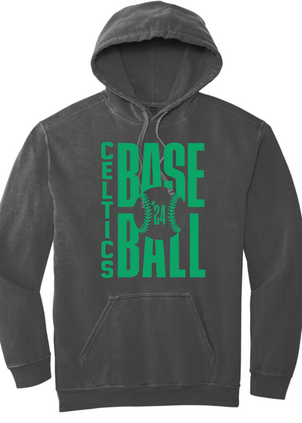 PCHS Celtics Baseball Number Comfort Colors Hooded Sweatshirt Available in 2 different colors