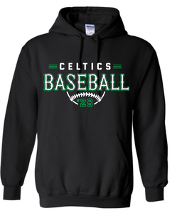 PCHS Celtics Baseball Retro Number Gildan Hooded Sweatshirt Available in 3 different colors