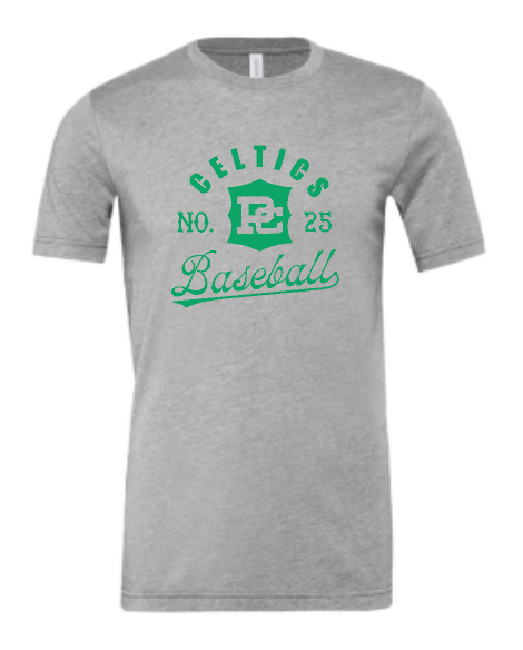 PCHS Celtics Logo Baseball Number BELLA T shirt Available in 4 different colors