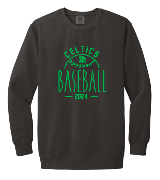PCHS Celtics Baseball Year Comfort Colors Crew Neck Sweatshirt Available in 2 different colors