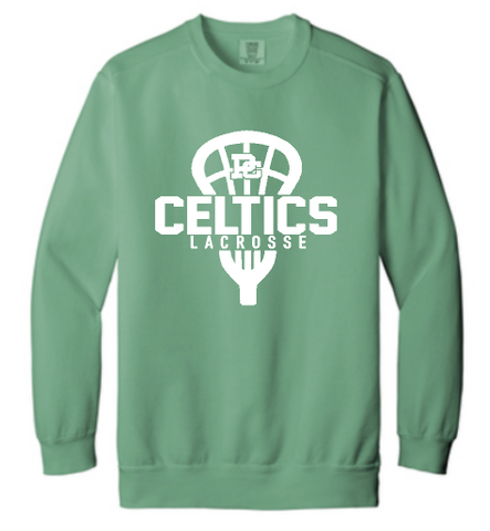 PCHS Celtics Lacrosse Comfort Colors Crew Neck Sweatshirt Available in 2 different colors