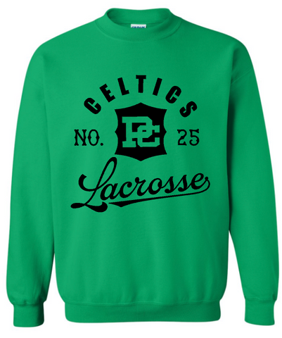 PCHS Celtics Logo Lacrosse Number Gildan Crew Sweatshirt Available in 4 different colors