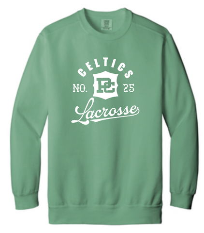 PCHS Celtics Logo Lacrosse Number Comfort Colors Crew Neck Sweatshirt Available in 2 different colors