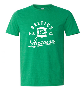 PCHS Celtics Logo Lacrosse Number Gildan Softstyle T shirt Available in 4 different colors