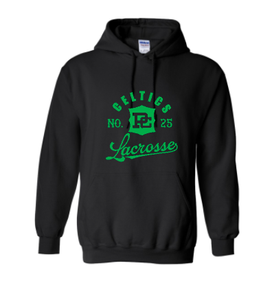 PCHS Celtics Logo Lacrosse Number Gildan Hooded Sweatshirt Available in 4 different colors