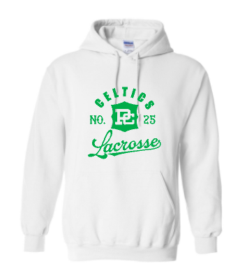 PCHS Celtics Logo Lacrosse Number Gildan Hooded Sweatshirt Available in 4 different colors