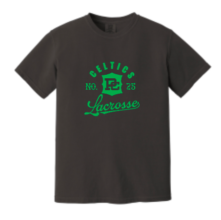 PCHS Celtics Logo Lacrosse w/ Number Comfort Colors T shirt Available in 2 different colors