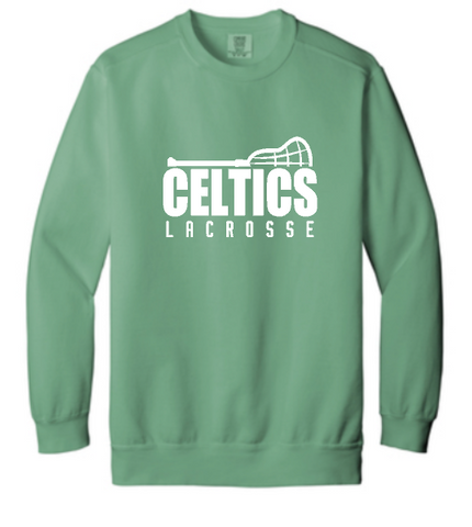 PCHS Celtics Lacrosse Stick Comfort Colors Crew Neck Sweatshirt Available in 2 different colors