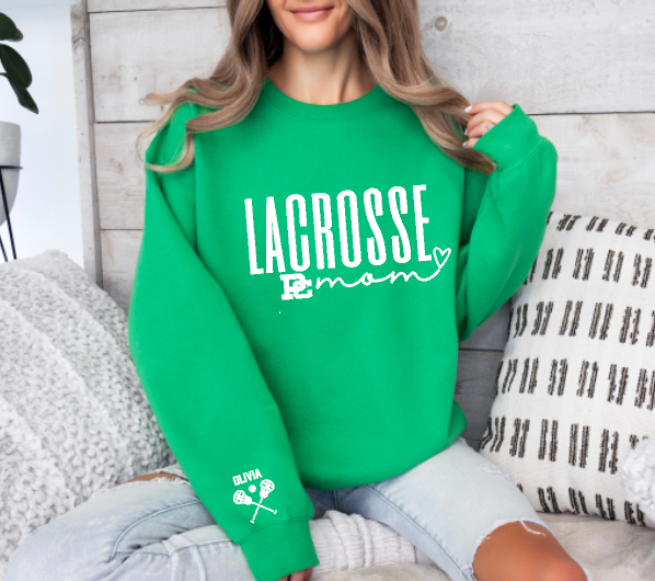 PCHS Celtics Lacrosse MOM personalized Gildan Crew Sweatshirt Available in 4 different colors