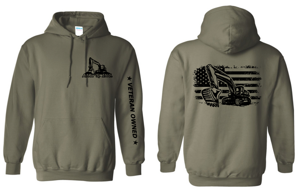 Airy's logo with excavator with flag Hooded Sweatshirt