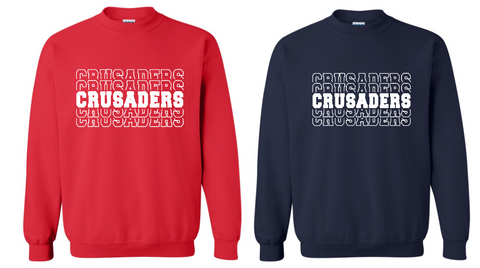 New Crusaders multi word Red or Navy Sweatshirt (hooded or crewneck)