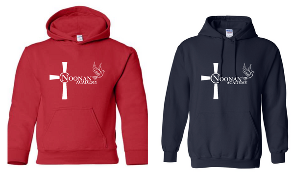 Noonan Academy School Logo Choose Red or Navy Sweatshirt (hooded or crewneck)