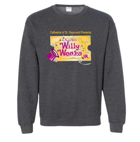 Willy Wonka Jr Dark Gray Youth-Adult Crewneck Sweatshirt