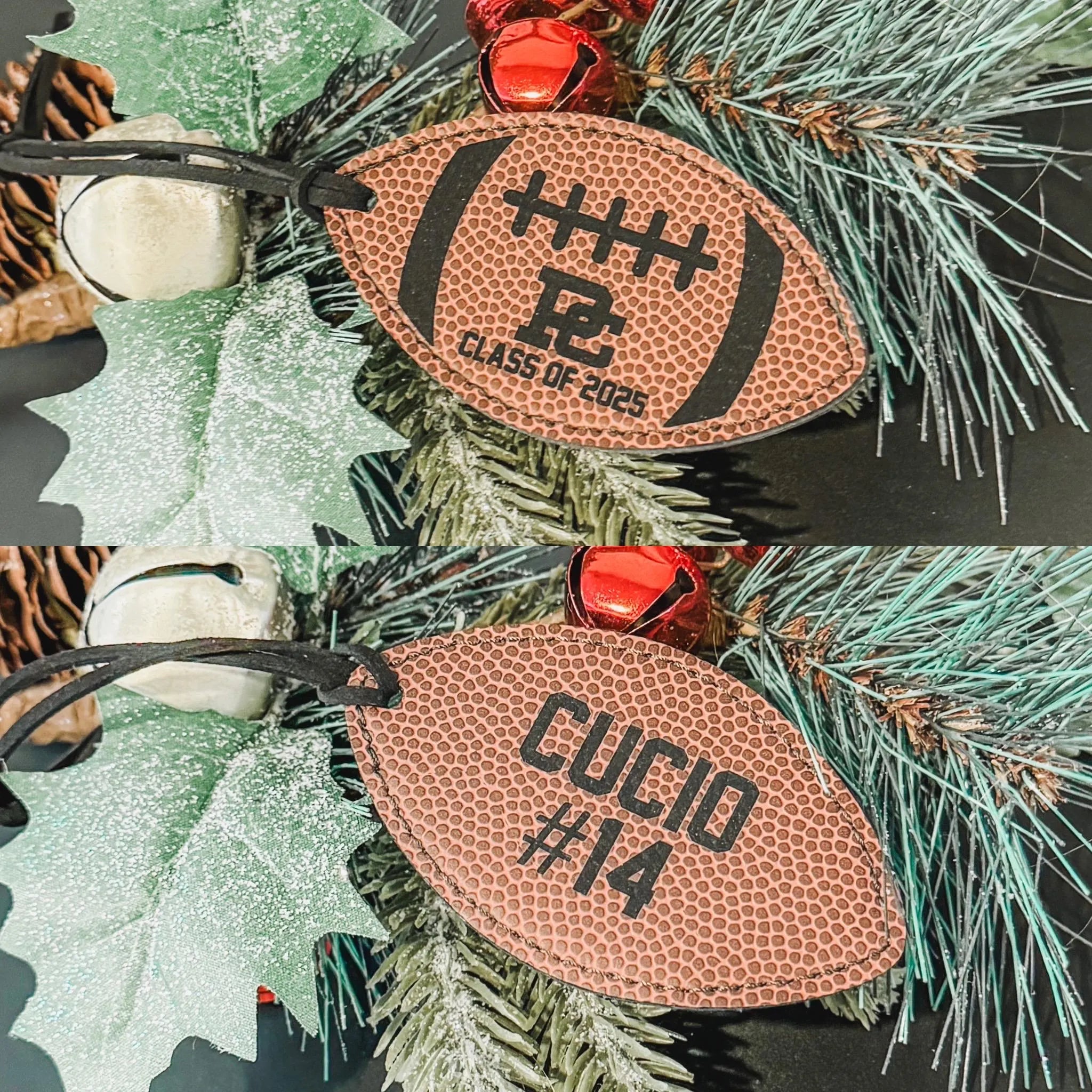 Custom Personalized Leatherette Football Ornament