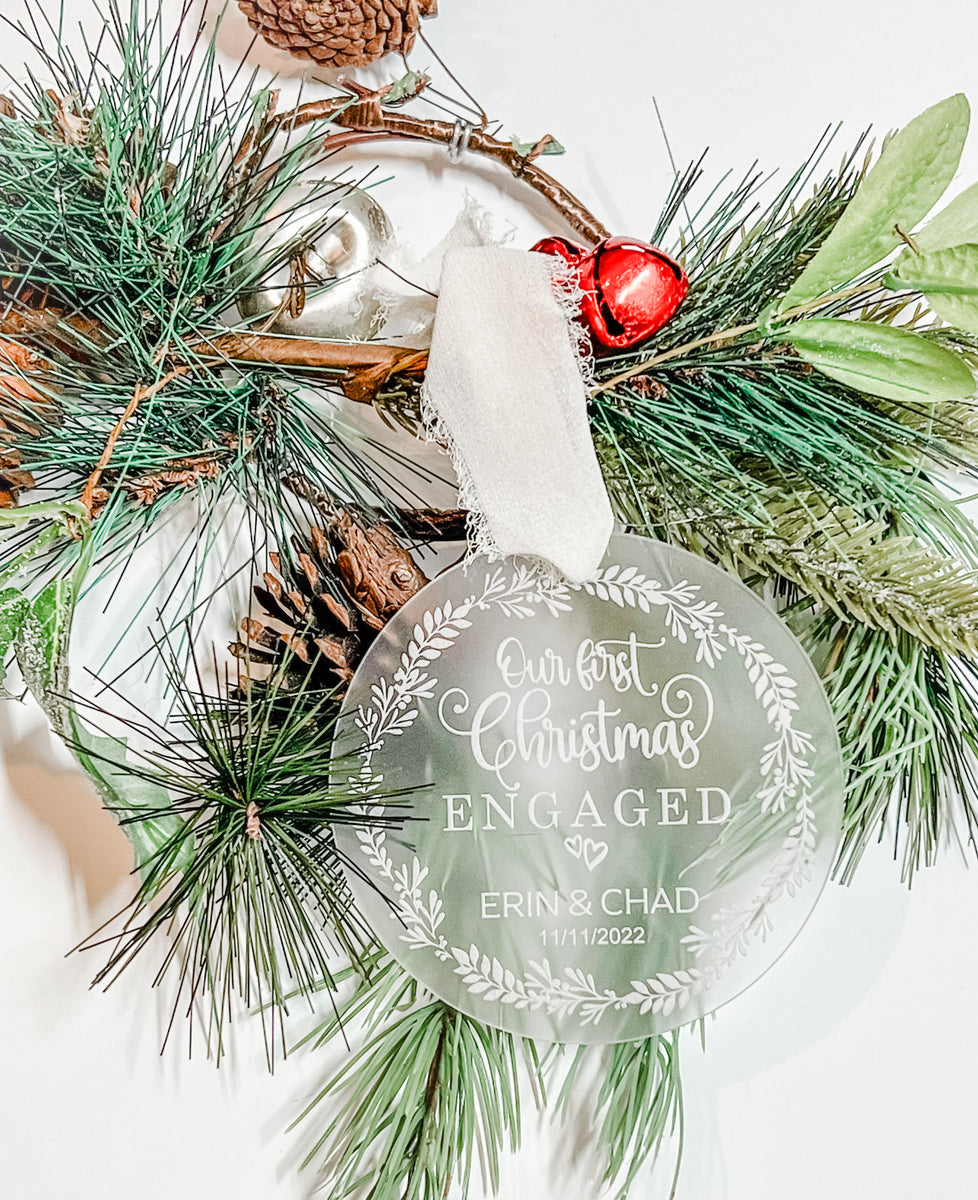 First Christmas Engaged Personalized Wedding ornament – Sugar Locks