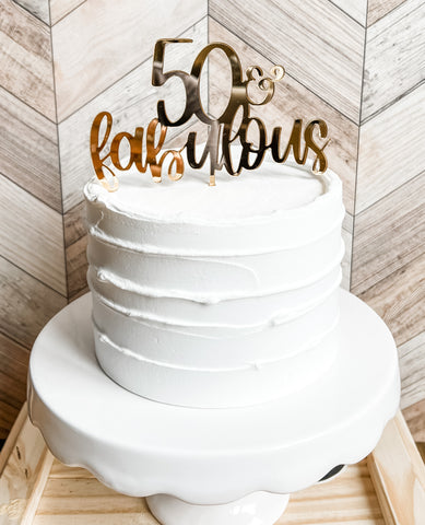 Fabulous 50 mirrored acrylic cake topper