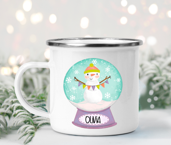 Snowglobe Winter Christmas Personalized Camp Mugs