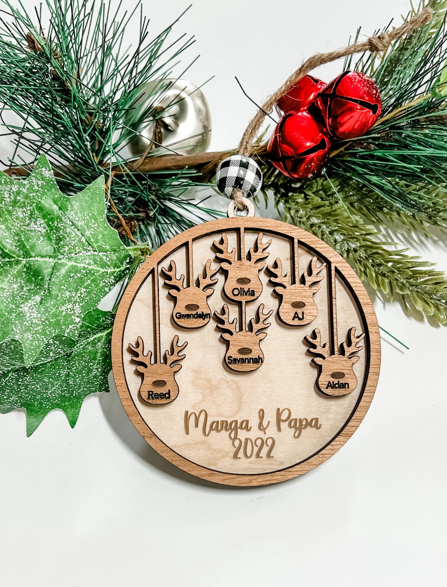Reindeer Family choose 1-10 wood ornament